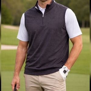 Bolle' Golf  Quarter Zip Pullover Sleeveless Vest, Dark Gray Mens XXL, Preppy